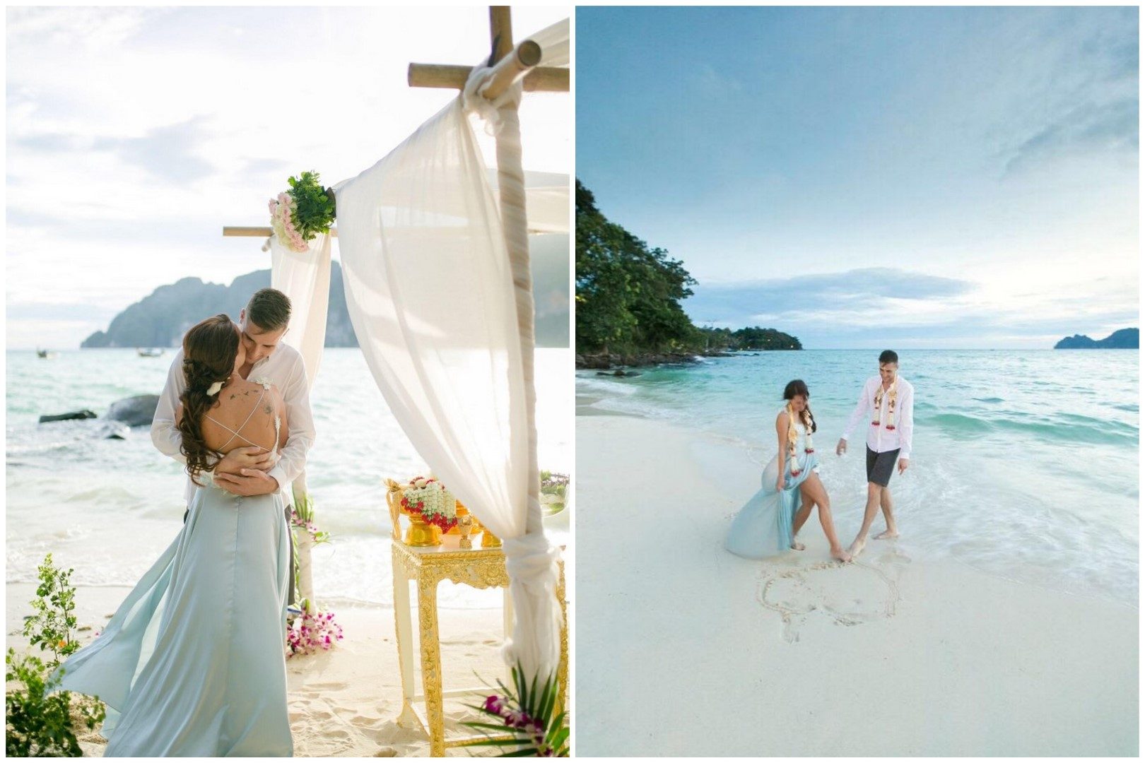 ,tengerparti esküvő,tengerpart,thailföld,thaiföldi esküvő,egzotikus esküvő,tengerparti esküvői ruha,daalarna,phi phi szigetek,